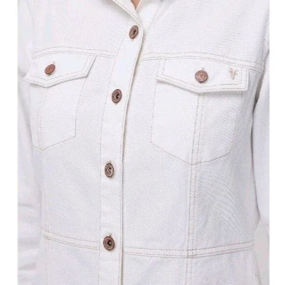 Frye Women's 100% Cotton Form Fitting Buttons Pockets Mini Denim Dress L - Picture 4 of 9